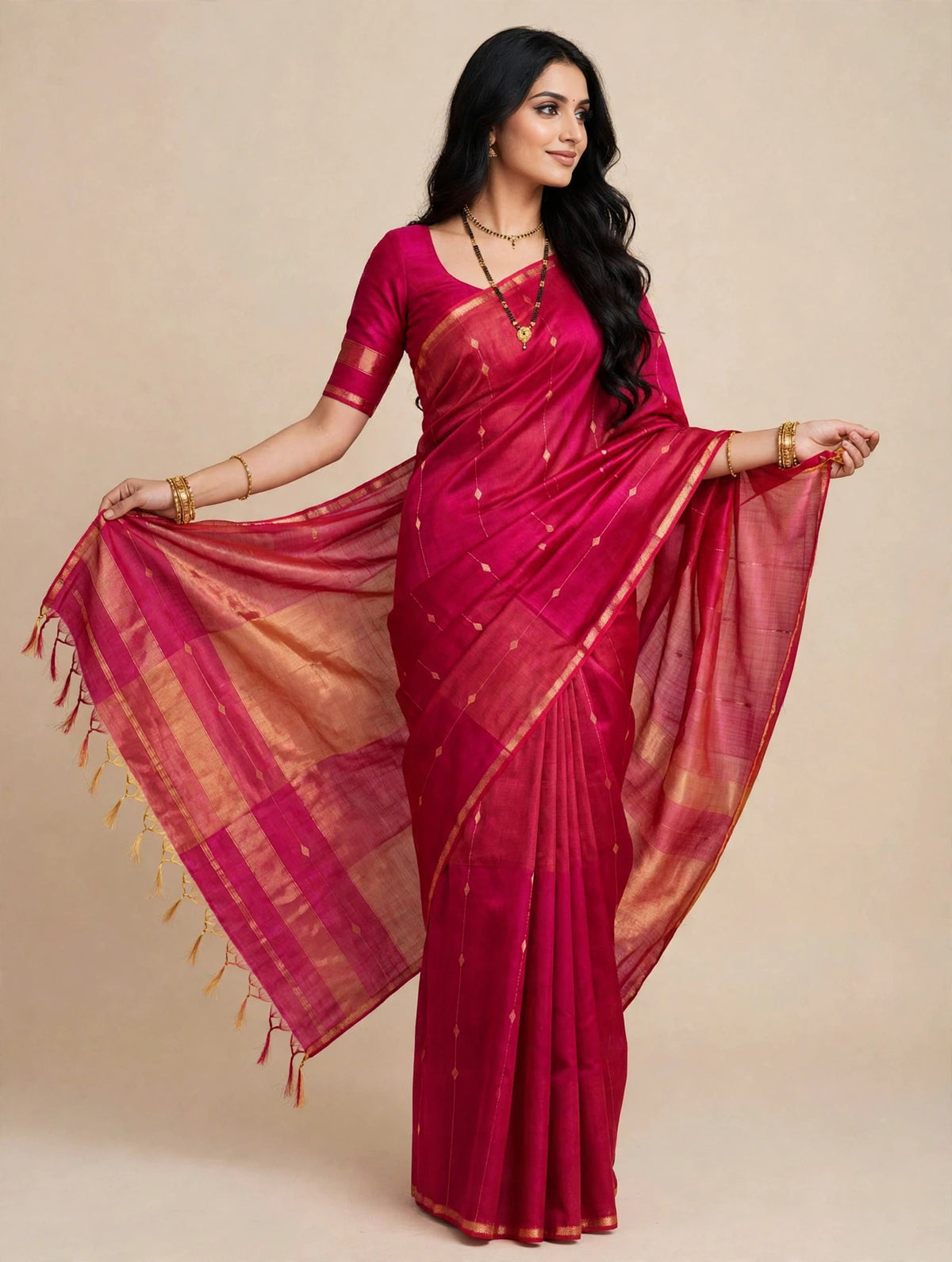 Handloom Maheshwari pure silk saree