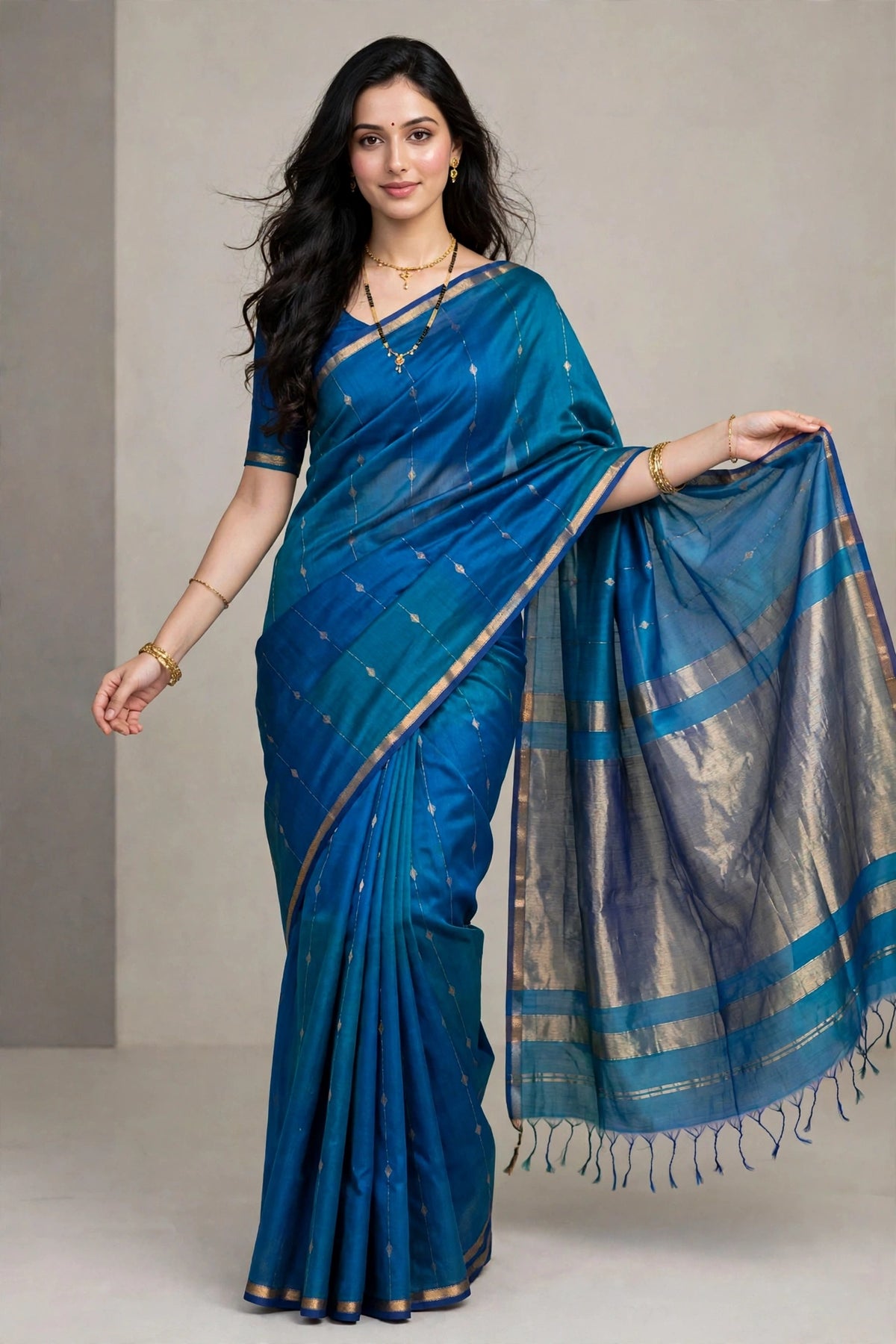 Handloom Maheshwari pure silk saree