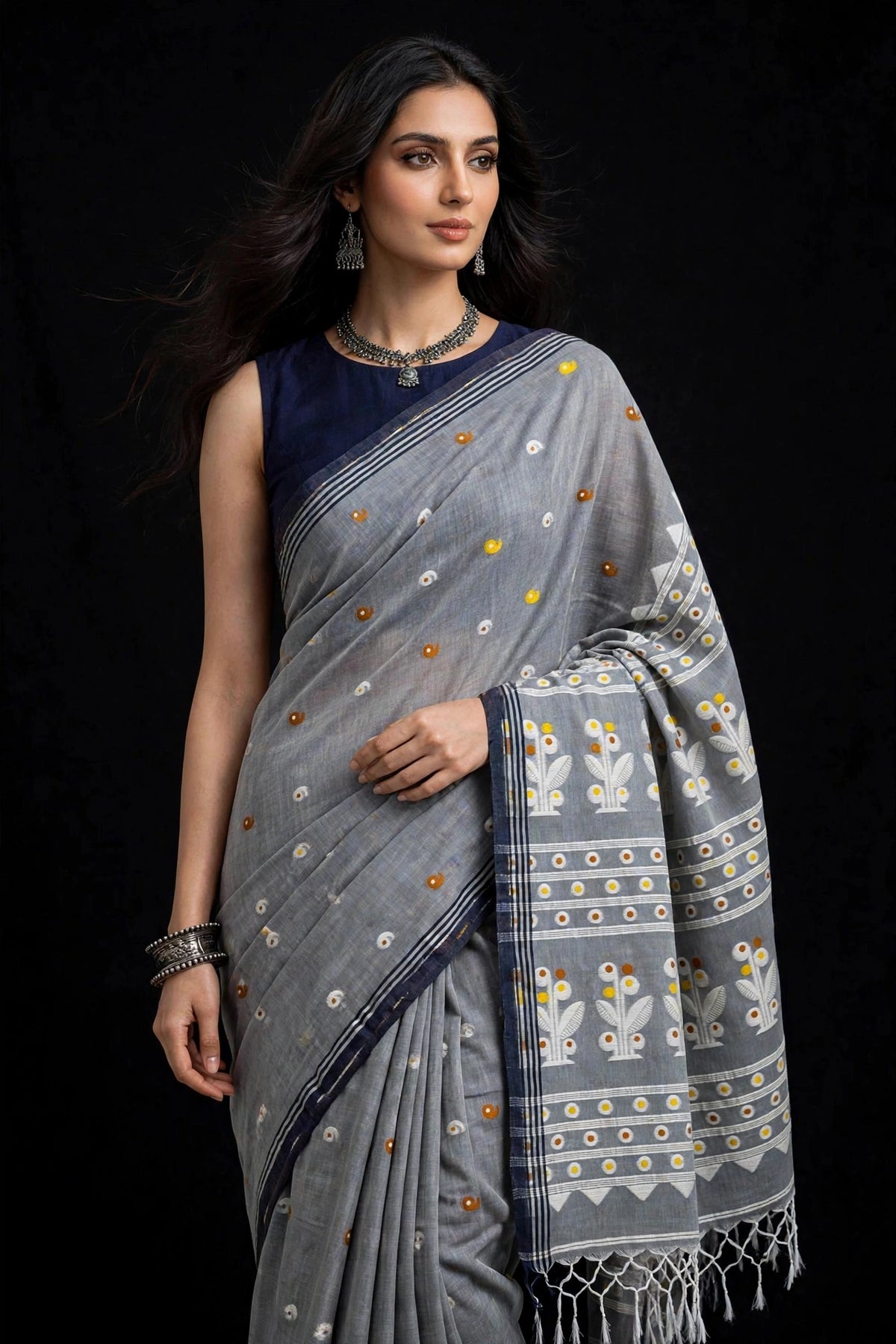 Handloom Mul cotton with jamdani work