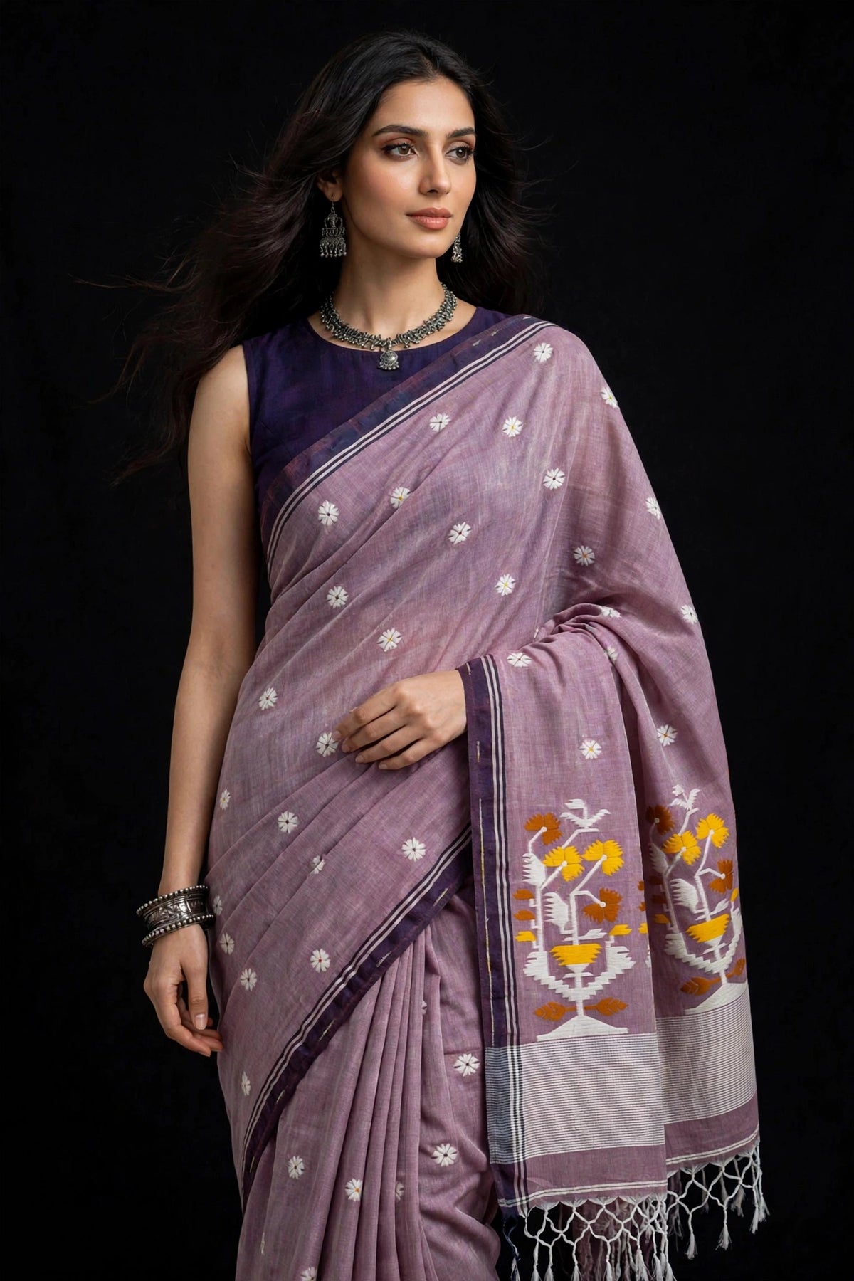 Handloom Mul cotton with jamdani work